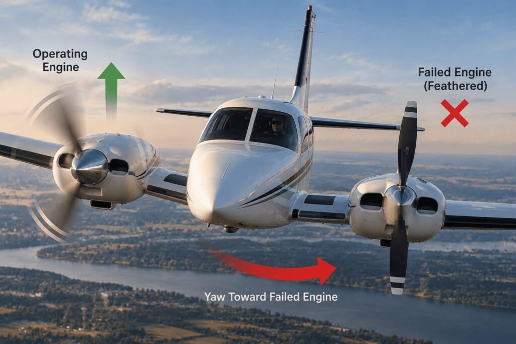 Asymmetric Thrust in Twin Engine Aircraft