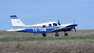 Piper Seneca V twin engine aircraft taxiing